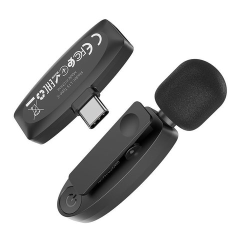 Мікрофон петличний Hoco L15, безпровідний, з кліпсою, USB тип-C, #6931474789037 Прев'ю 2