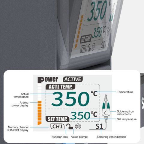 Estación de soldadura Sunshine S1, digital, 80 W, con asa en forma de pinza Vista previa  4