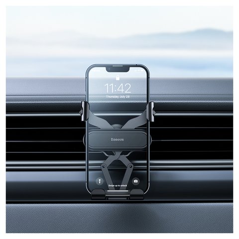 Автомобільний тримач Baseus Stable Series Lite, чорний, на дефлектор, #SUWX010001 Прев'ю 3