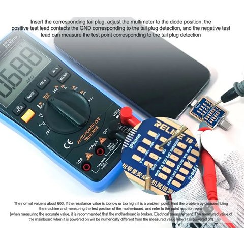 Тест-кабель для перевірки конектора зарядки RELIFE TB-07 для мобільних телефонів Apple, Huawei, Meizu, Oppo, Samsung, Vivo, Xiaomi, USB тип-C, Lightning Прев'ю 2