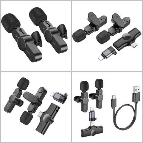 Микрофон петличный Borofone BFK12, беспроводной, с клипсой, USB тип-C, Lightning Превью 1