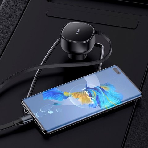 Автомобильное зарядное устройство Baseus Enjoyment Pro, черное, Power Delivery (PD), c кабелем, 60 Вт, 1 порт, 12-24 B, #C00057802111-01 Превью 3