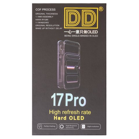 Дисплей для iPhone 17 Pro, чорний, з рамкою, High Copy, (OLED), DD-OLED hard Прев'ю 1