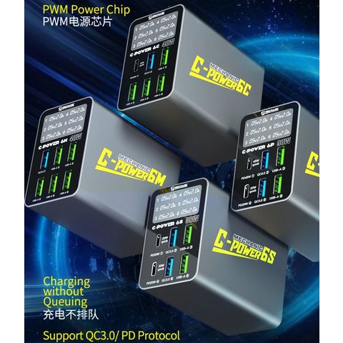 Сетевое зарядное устройство Mechanic C-Power 6P, 100 Вт, Quick Charge, Power Delivery (PD), 6 портов Превью 1